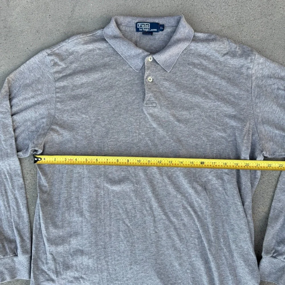 Polo Ralph‎ Lauren Grey Long Sleeve Polo Shirt Size XL